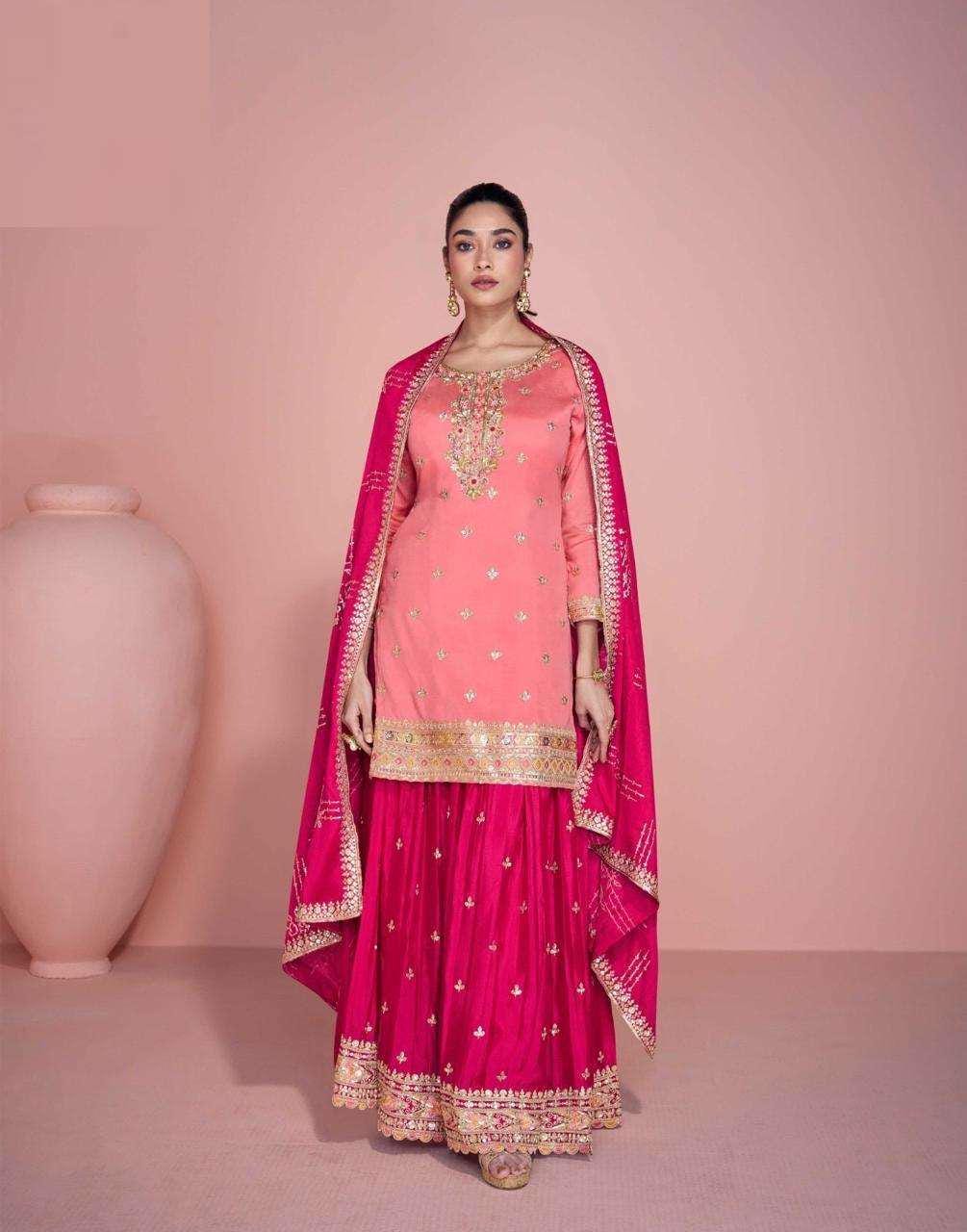 Sharara suit, party wear designer salwar kameez, Heavy embroidery work,ready dress, Eid gift, Pakistani dress, Indian dress, pink dress