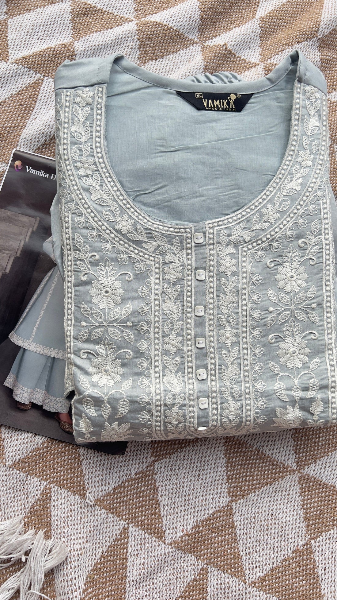 Embroidered Co-ord set, Designer Kurti with Pant – Readymade Indian Pakistani Ethnic Wear | Heavy Viscose Silk | Perfect for Summer and gift