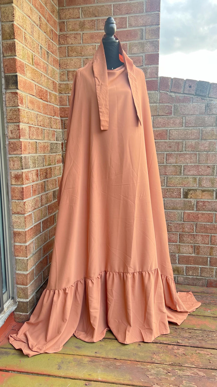 Elegant Nida One-Piece Jilbab: Dubai Turkish Modest Prayer Dress with Extra Long Khimar - Casual Islamic Abaya for Women