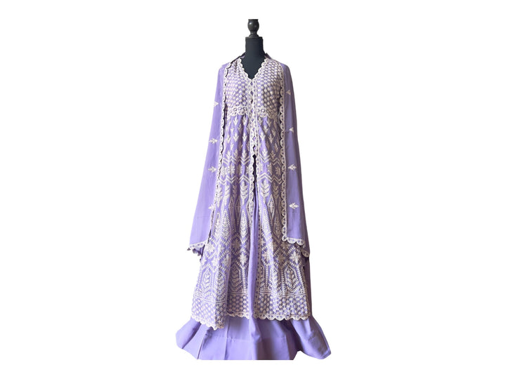 Anarkali Georgette Suit, Embroidered A-Line Gown Dress with Skirt, Wedding Guest, Eid Party Wear, Pakistani Indian Salwar Suit with Dupatta