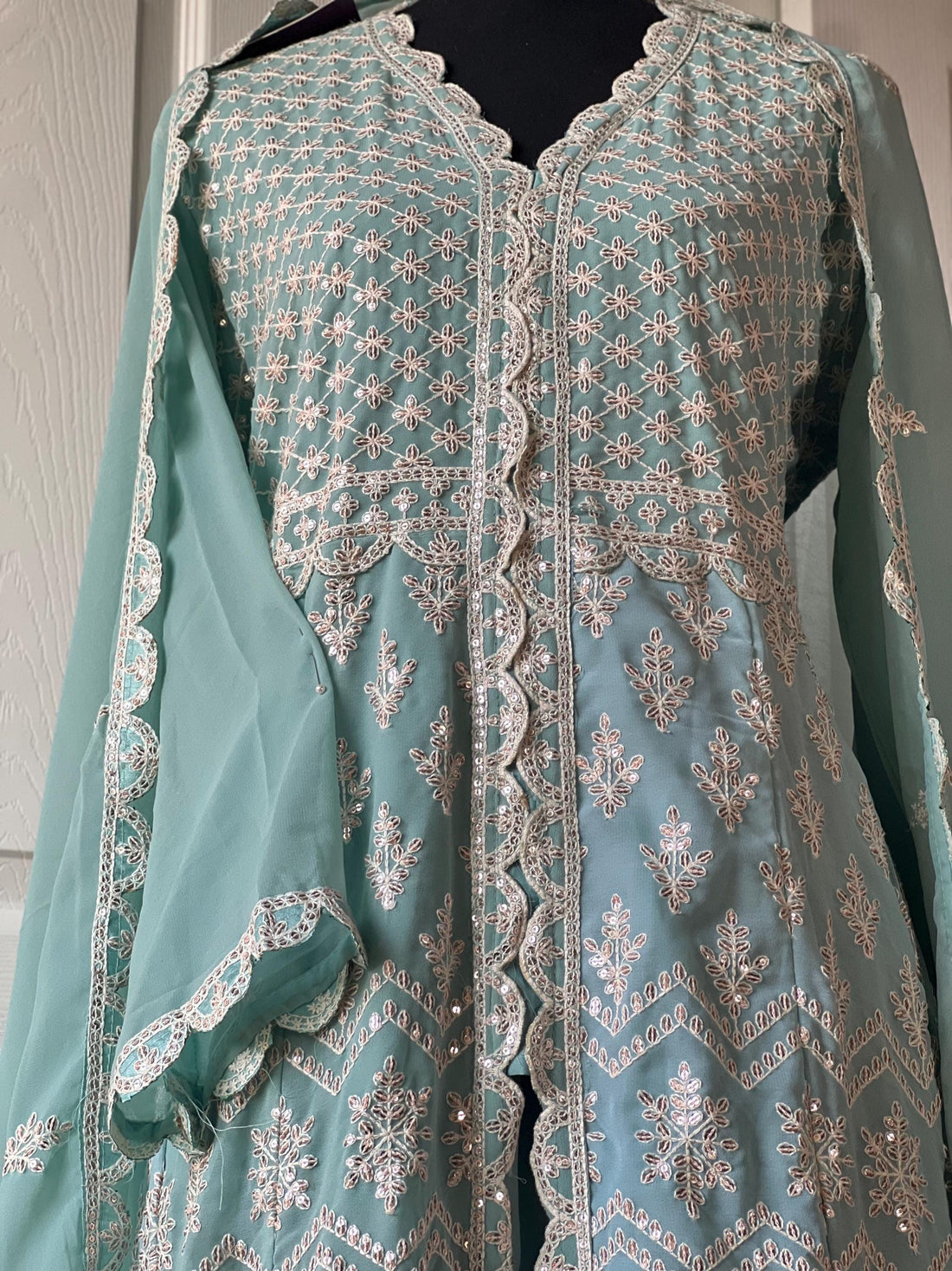 Mint Green Anarkali Suit, Embroidered Pakistani Indian Dress, Wedding Guest Outfit, Eid Mehndi Dress, Party Wear, Salwar Kameez with Dupatta