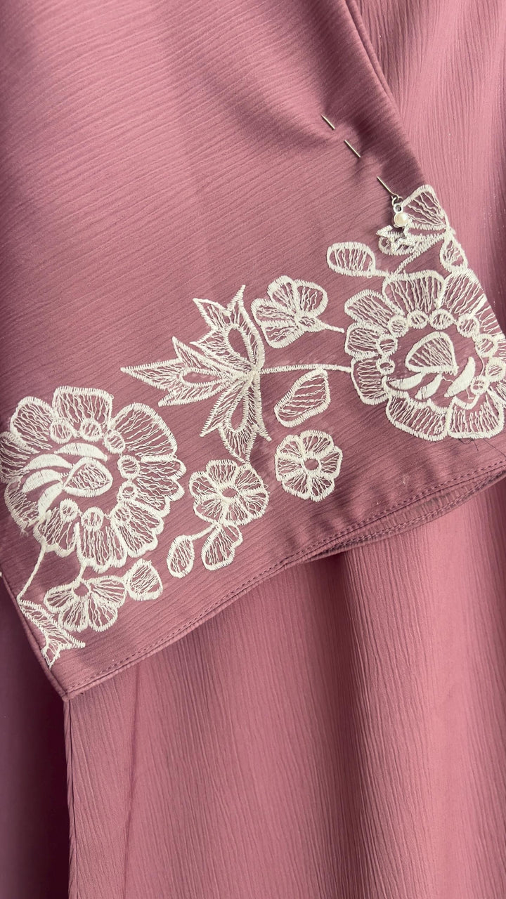 Pink Abaya Set Front Open Design - Exquisite Hand-Embroidered Dubai Abaya - Perfect for Nursing Moms - Ideal Travel, Eid and Prayer Dress