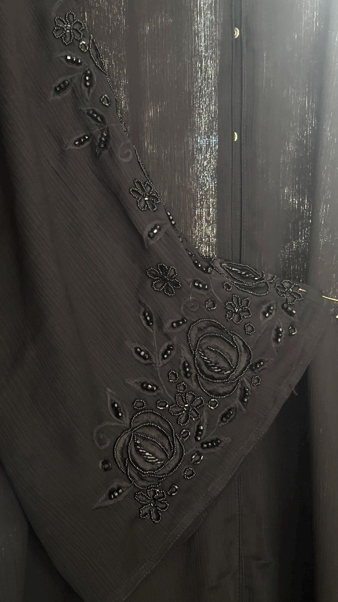 Black Embroidered Dubai Abaya – Handcrafted Open Abaya with Beaded Sleeves & Matching Hijab- High Quality - Perfect Eid Gift - Prayer Dress