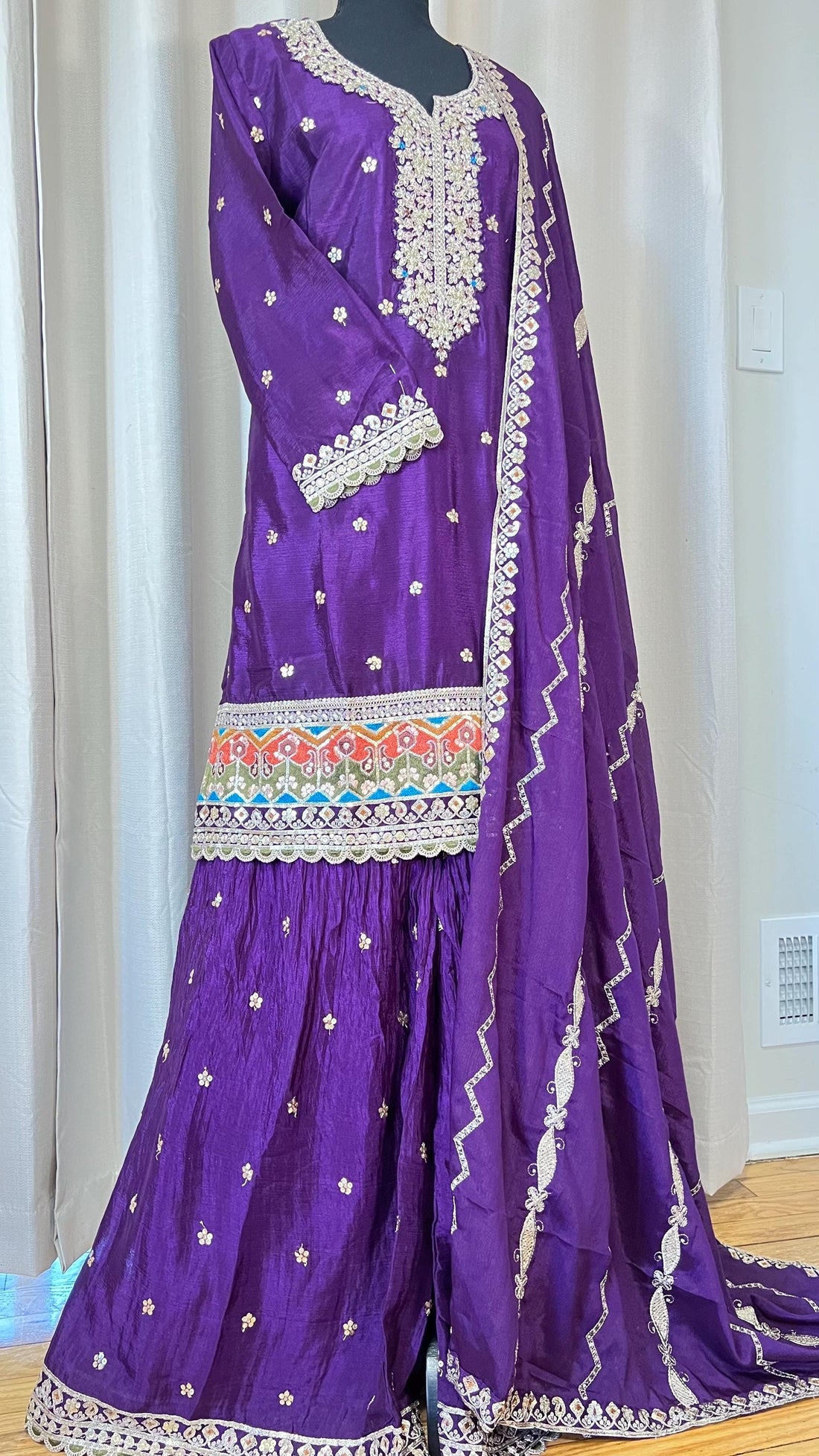 Sharara suit, party wear designer salwar kameez, Heavy embroidery work ready to wear dress, Eid gift, Pakistani dress, Indian dress, Deshi