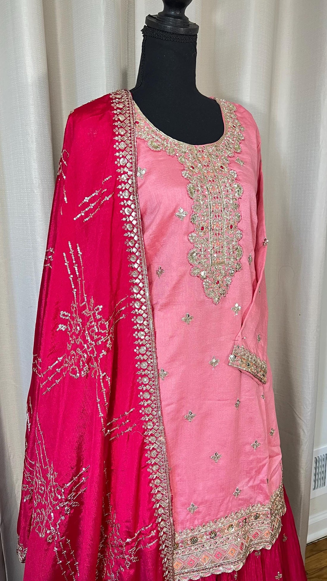 Sharara suit, party wear designer salwar kameez, Heavy embroidery work,ready dress, Eid gift, Pakistani dress, Indian dress, pink dress