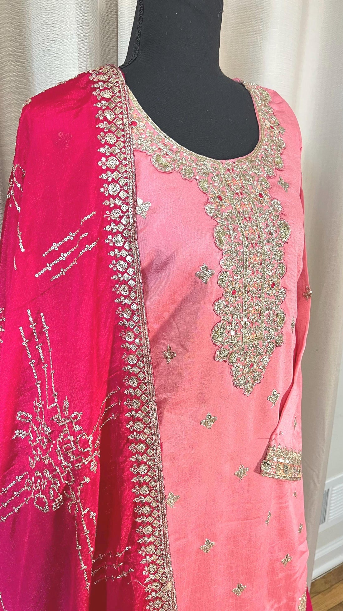 Sharara suit, party wear designer salwar kameez, Heavy embroidery work,ready dress, Eid gift, Pakistani dress, Indian dress, pink dress