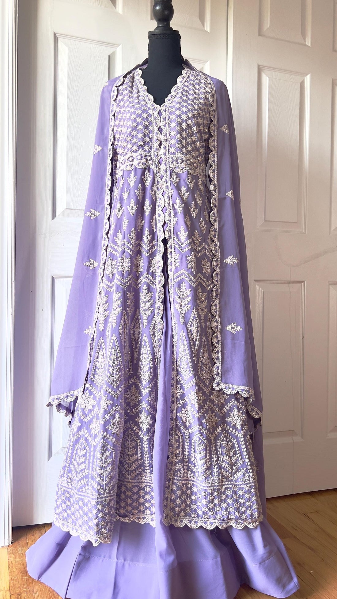 Anarkali Georgette Suit, Embroidered A-Line Gown Dress with Skirt, Wedding Guest, Eid Party Wear, Pakistani Indian Salwar Suit with Dupatta