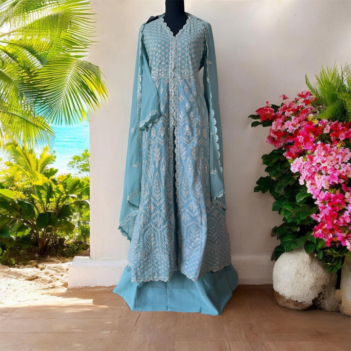 Mint Green Anarkali Suit, Embroidered Pakistani Indian Dress, Wedding Guest Outfit, Eid Mehndi Dress, Party Wear, Salwar Kameez with Dupatta
