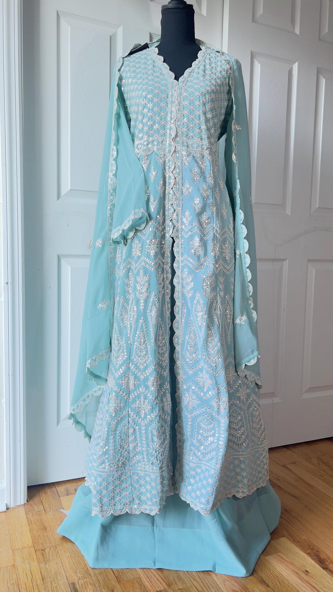Mint Green Anarkali Suit, Embroidered Pakistani Indian Dress, Wedding Guest Outfit, Eid Mehndi Dress, Party Wear, Salwar Kameez with Dupatta