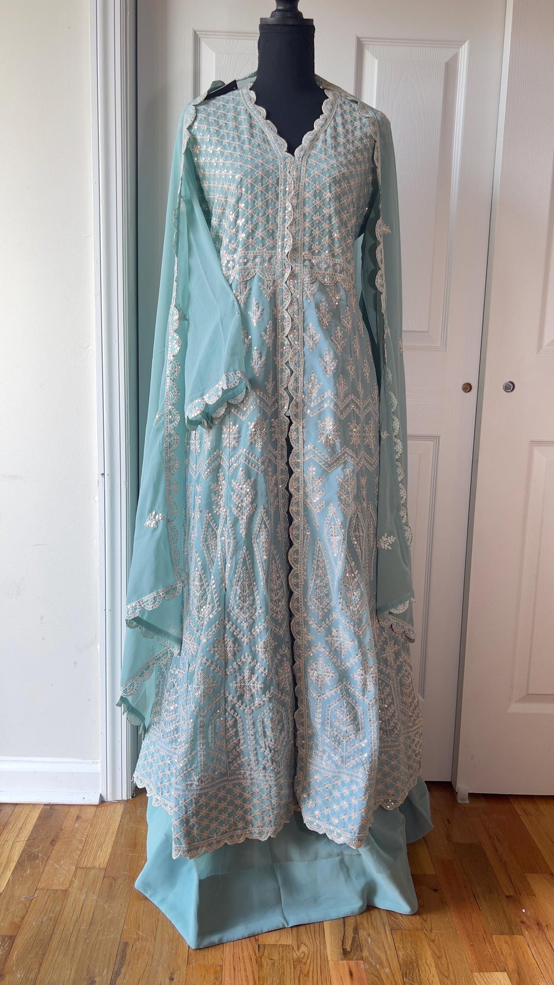 Mint Green Anarkali Suit, Embroidered Pakistani Indian Dress, Wedding Guest Outfit, Eid Mehndi Dress, Party Wear, Salwar Kameez with Dupatta
