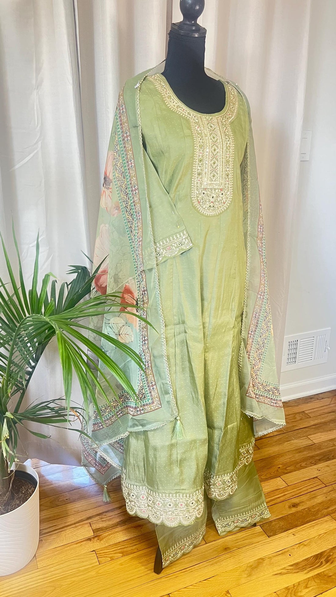 Designer Silk Kurti Set with Dupatta | Handwork & Mirror Detailing | Embroidered Indian Pakistani Salwar Kameez Dress | Perfect Gift for her