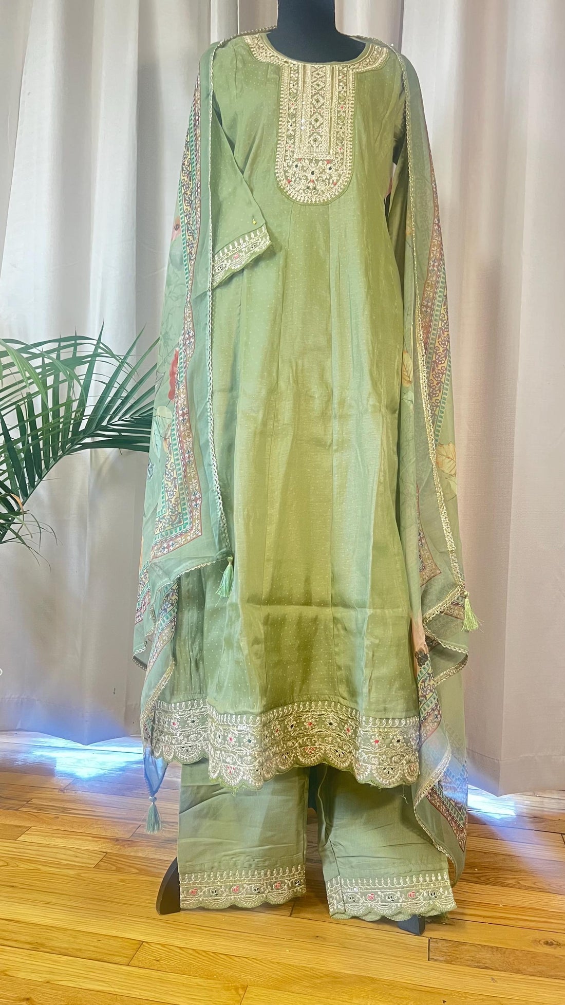 Designer Silk Kurti Set with Dupatta | Handwork & Mirror Detailing | Embroidered Indian Pakistani Salwar Kameez Dress | Perfect Gift for her