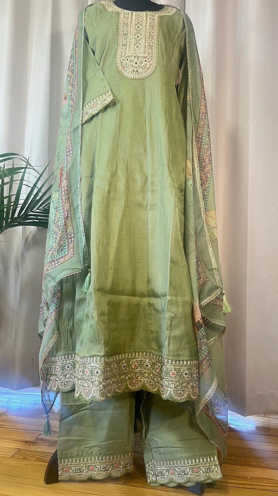 Designer Silk Kurti Set with Dupatta | Handwork & Mirror Detailing | Embroidered Indian Pakistani Salwar Kameez Dress | Perfect Gift for her