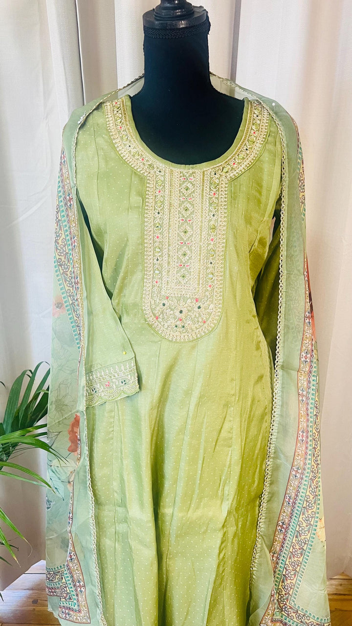 Designer Silk Kurti Set with Dupatta | Handwork & Mirror Detailing | Embroidered Indian Pakistani Salwar Kameez Dress | Perfect Gift for her