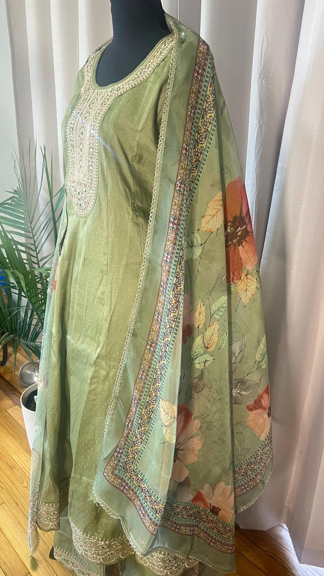Designer Silk Kurti Set with Dupatta | Handwork & Mirror Detailing | Embroidered Indian Pakistani Salwar Kameez Dress | Perfect Gift for her