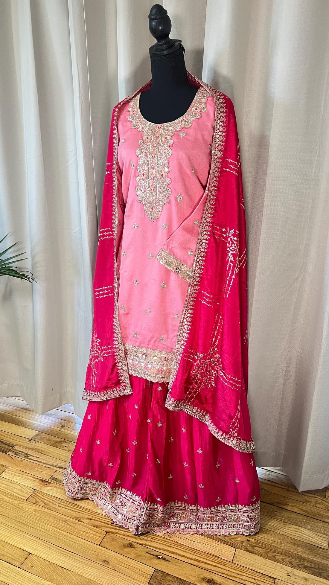 Sharara suit, party wear designer salwar kameez, Heavy embroidery work,ready dress, Eid gift, Pakistani dress, Indian dress, pink dress
