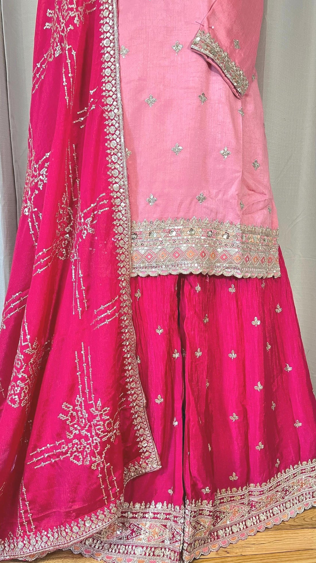 Sharara suit, party wear designer salwar kameez, Heavy embroidery work,ready dress, Eid gift, Pakistani dress, Indian dress, pink dress