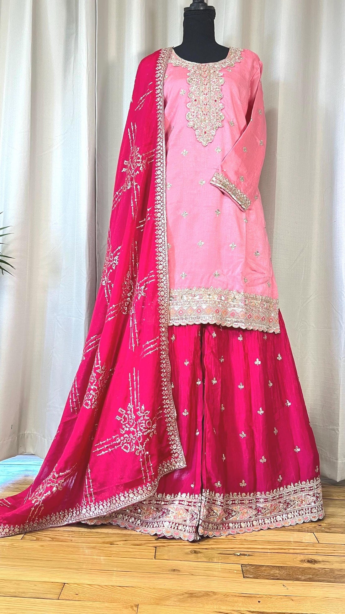 Sharara suit, party wear designer salwar kameez, Heavy embroidery work,ready dress, Eid gift, Pakistani dress, Indian dress, pink dress