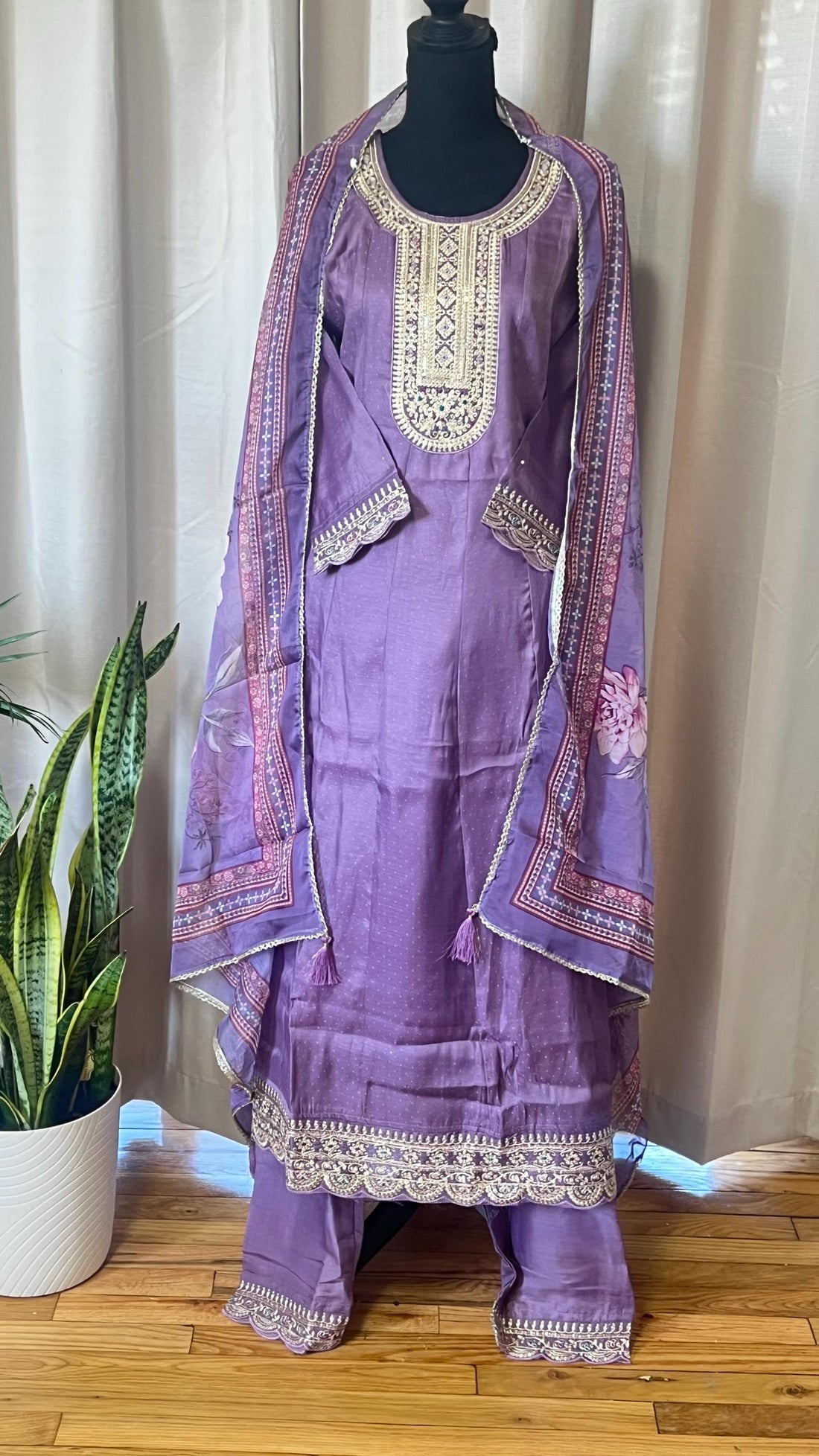Designer Silk Kurti Set with Dupatta | Handwork & Mirror Detailing | Embroidered Indian Pakistani Salwar Kameez Dress | Perfect Gift for her