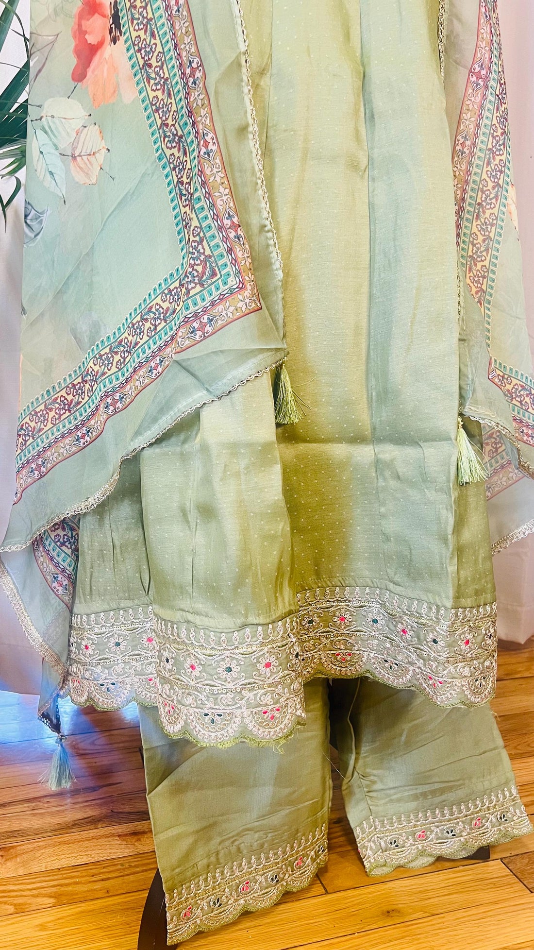 Designer Silk Kurti Set with Dupatta | Handwork & Mirror Detailing | Embroidered Indian Pakistani Salwar Kameez Dress | Perfect Gift for her