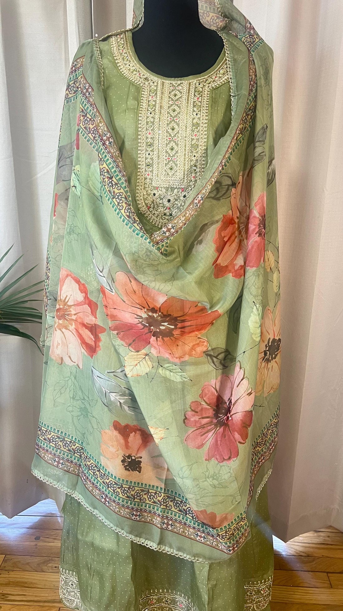 Designer Silk Kurti Set with Dupatta | Handwork & Mirror Detailing | Embroidered Indian Pakistani Salwar Kameez Dress | Perfect Gift for her