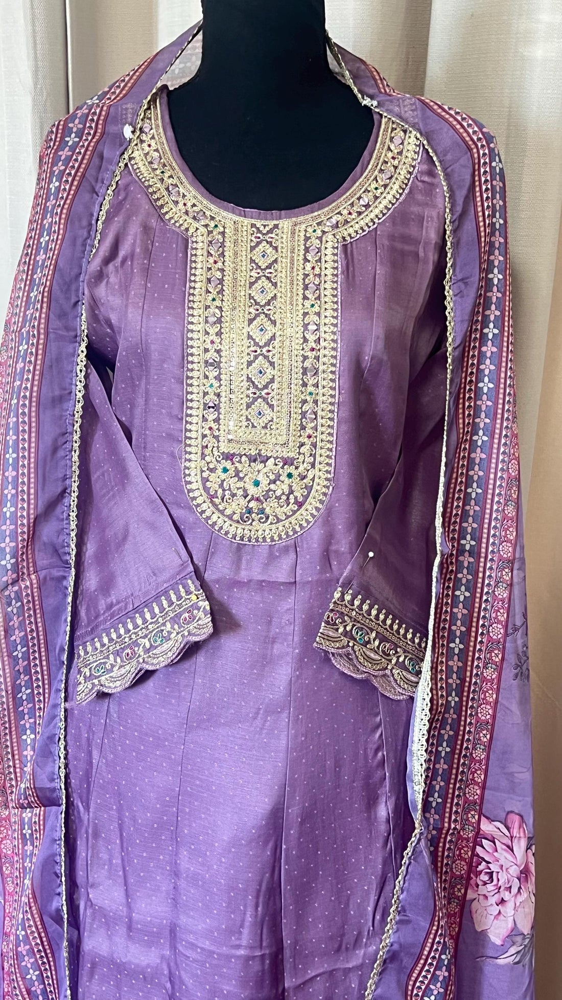 Designer Silk Kurti Set with Dupatta | Handwork & Mirror Detailing | Embroidered Indian Pakistani Salwar Kameez Dress | Perfect Gift for her