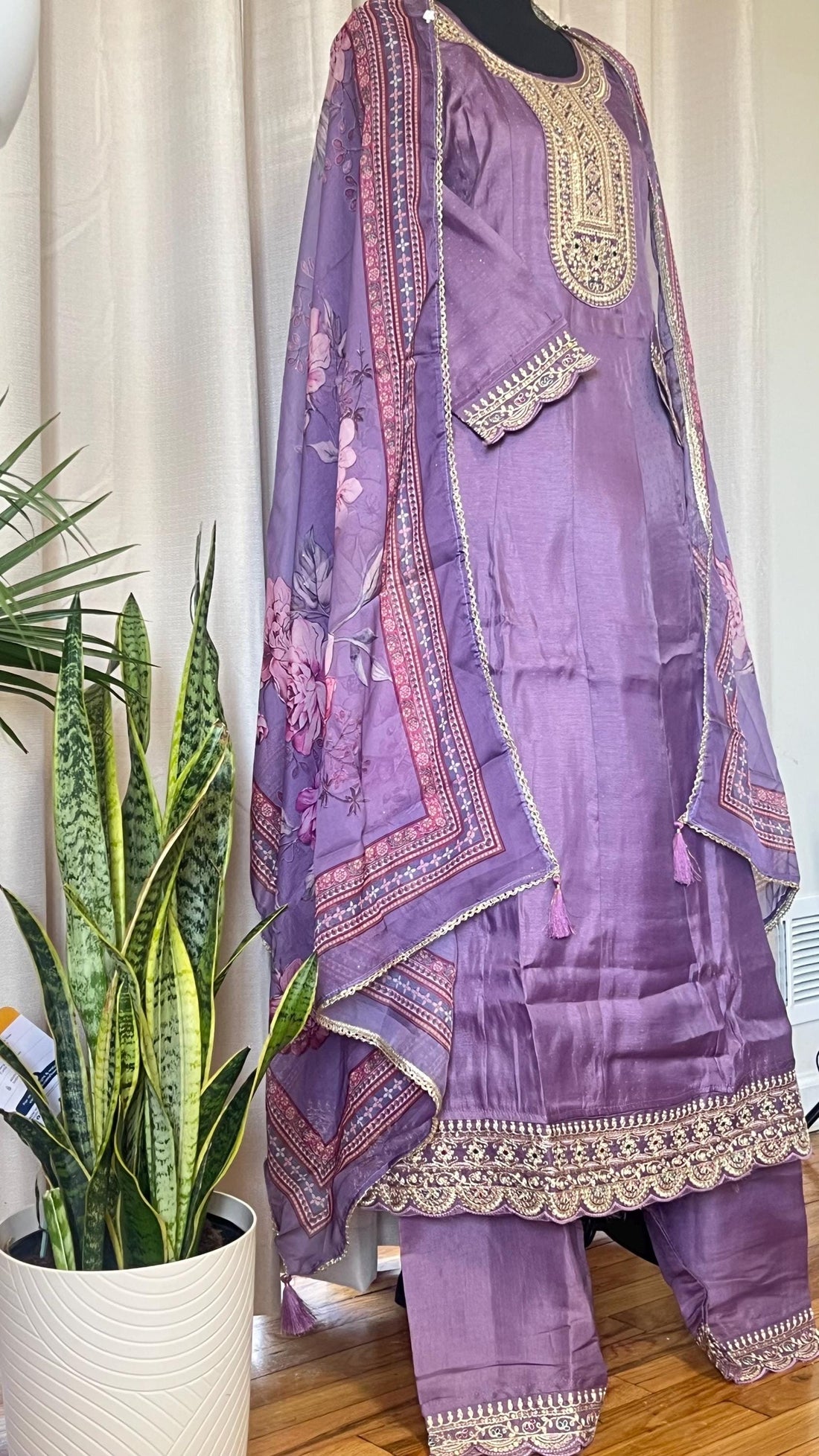 Designer Silk Kurti Set with Dupatta | Handwork & Mirror Detailing | Embroidered Indian Pakistani Salwar Kameez Dress | Perfect Gift for her