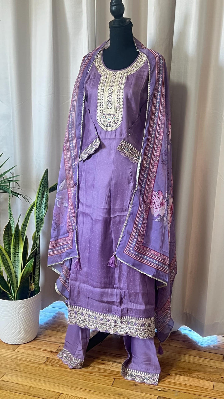 Designer Silk Kurti Set with Dupatta | Handwork & Mirror Detailing | Embroidered Indian Pakistani Salwar Kameez Dress | Perfect Gift for her