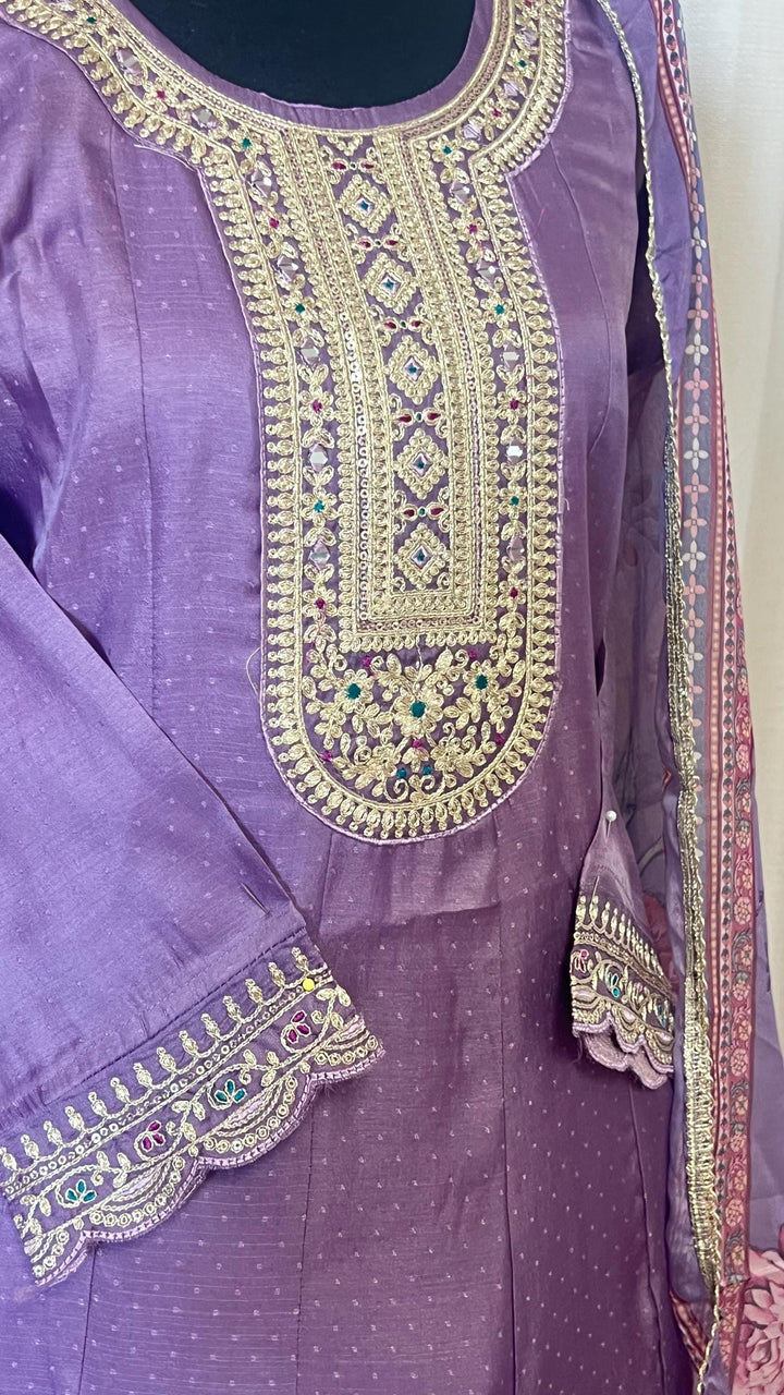 Designer Silk Kurti Set with Dupatta | Handwork & Mirror Detailing | Embroidered Indian Pakistani Salwar Kameez Dress | Perfect Gift for her