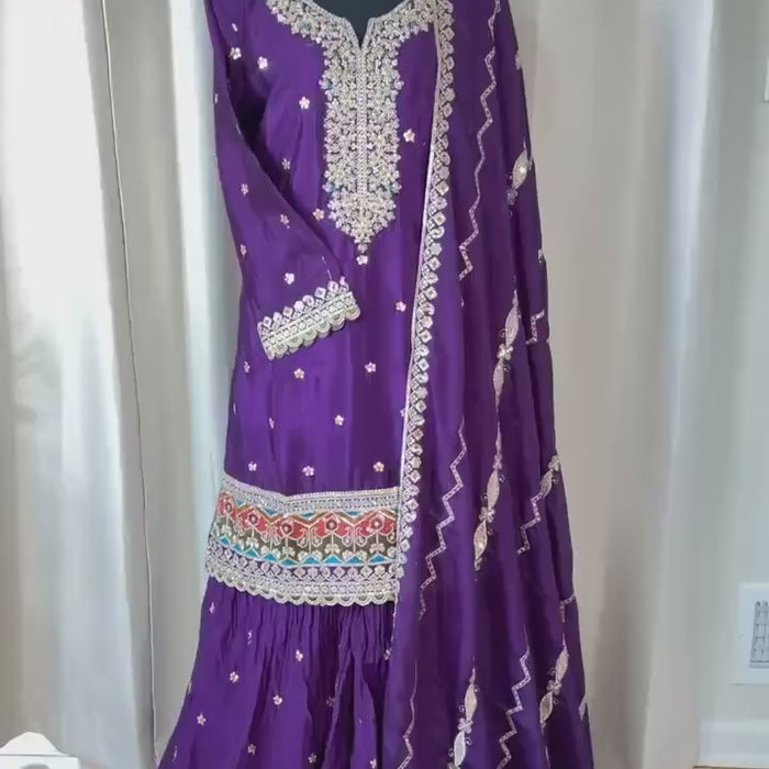 Sharara suit, party wear designer salwar kameez, Heavy embroidery work ready to wear dress, Eid gift, Pakistani dress, Indian dress, Deshi