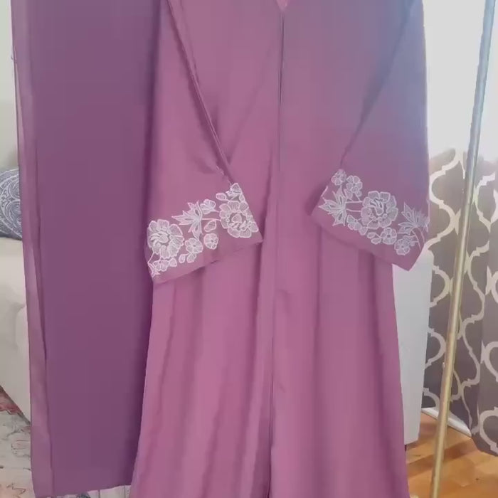 Pink Abaya Set Front Open Design - Exquisite Hand-Embroidered Dubai Abaya - Perfect for Nursing Moms  - Ideal Travel, Eid and Prayer Dress