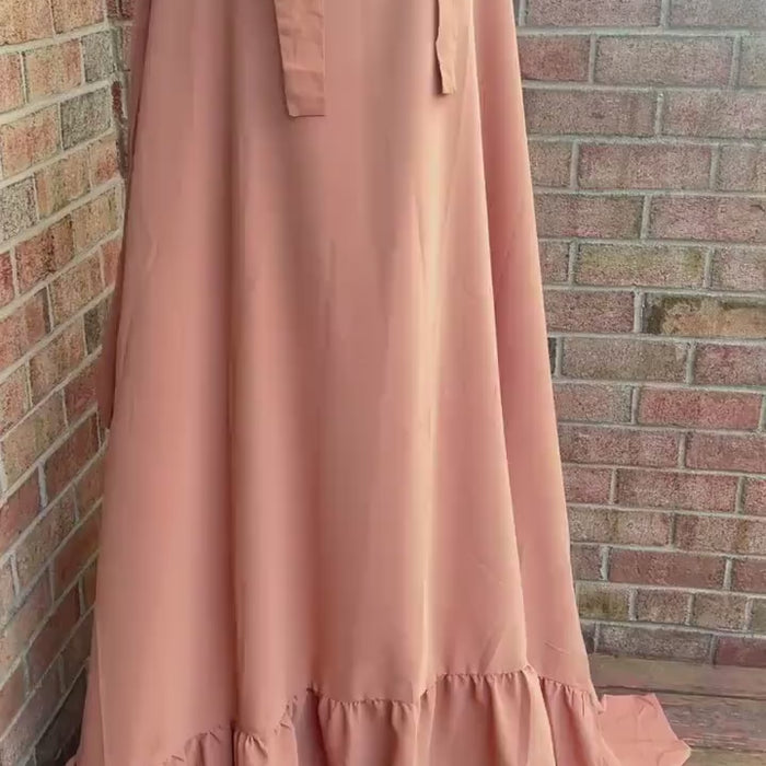 Elegant Nida One-Piece Jilbab: Dubai Turkish Modest Prayer Dress with Extra Long Khimar - Casual Islamic Abaya for Women