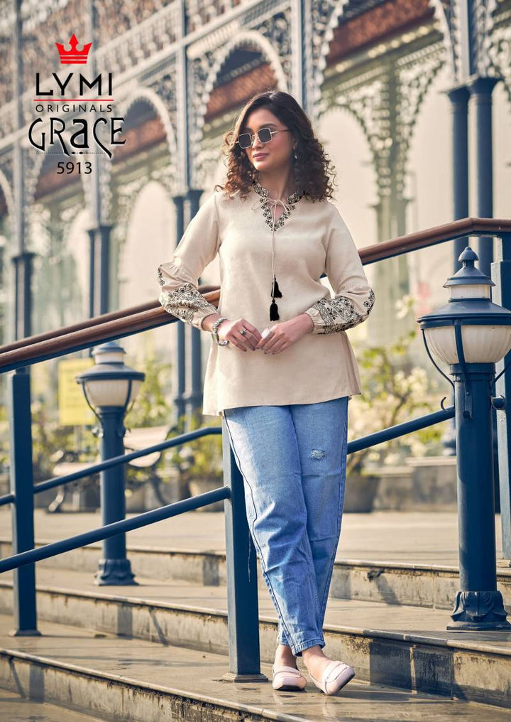 Elegant Viscose Tunic Top with Embroidered Border | Semi Official Casual Wear | Summer Kurtis