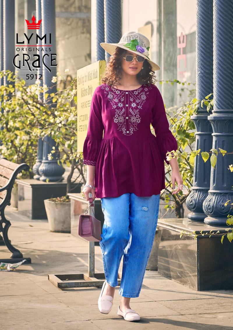 Elegant Viscose Tunic Top with Embroidered Border | Semi Official Casual Wear | Summer Kurtis